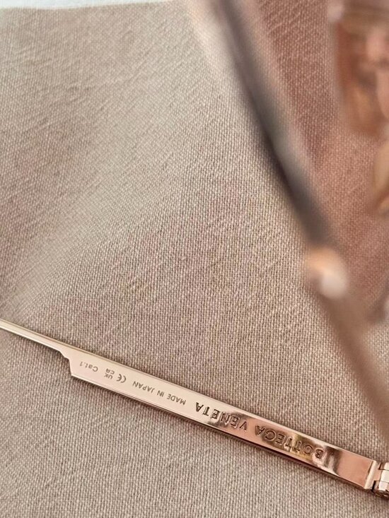 Bottega Veneta Rose Gold Sunglasses BV1466S Pink Lens Slim Frame